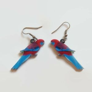 5/$20 - blue red parrot earrings